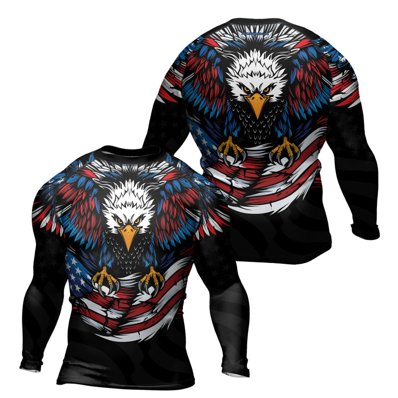 Rashninja Patriotic Eagle Flag Men's Long Sleeve Rash Guard