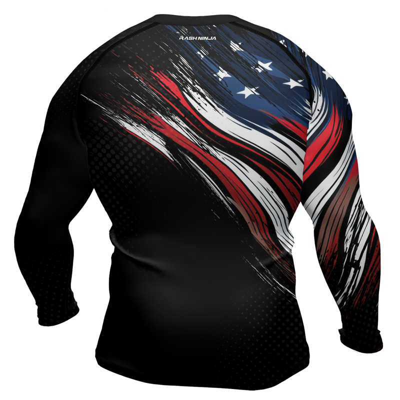 Rashninja Patriotic USA Flag Men's Long Sleeve Rash Guard