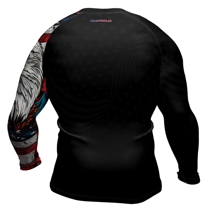 Rashninja Patriotic Eagle Stars Men's Long Sleeve Rash Guard