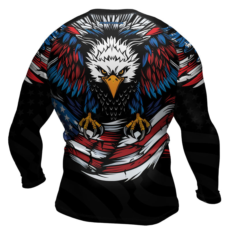 Rashninja Patriotic Eagle Flag Men's Long Sleeve Rash Guard