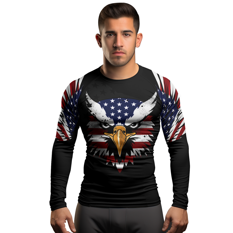 Rashninja American Eagle Head Men's Long Sleeve Rash Guard