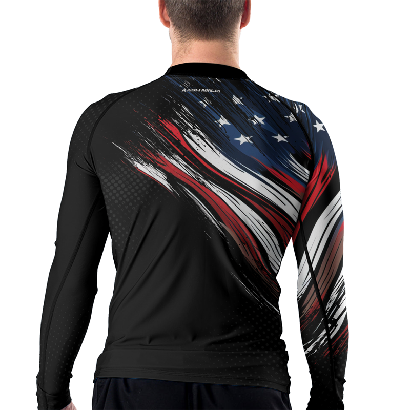 Rashninja Patriotic USA Flag Men's Long Sleeve Rash Guard