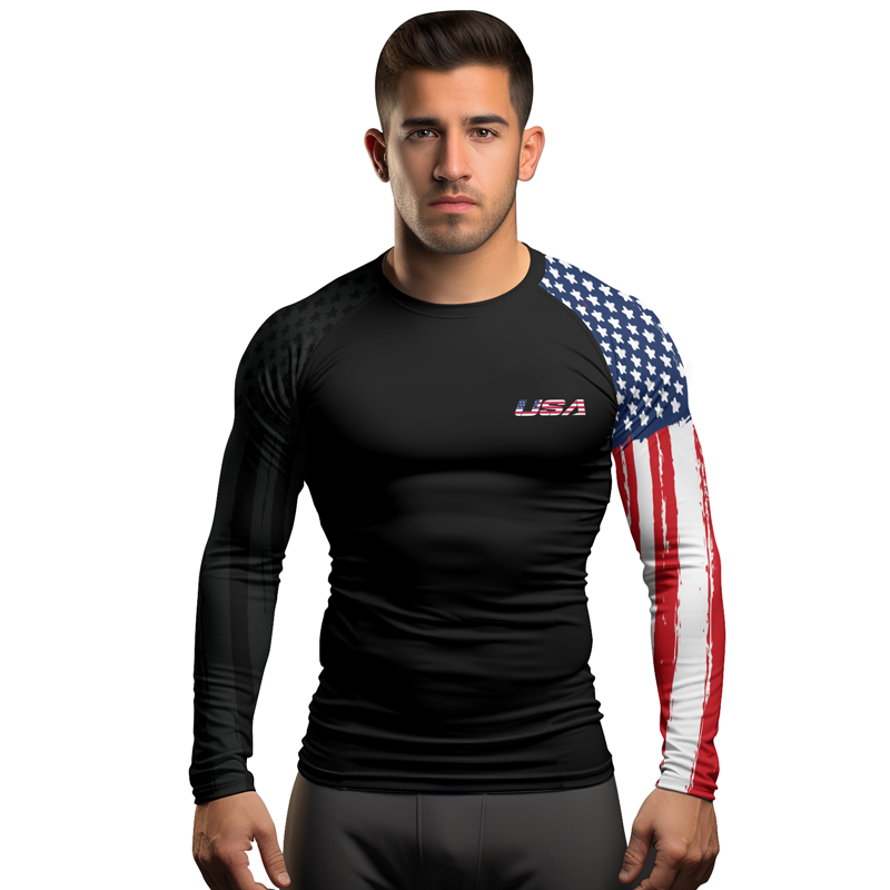 Rashninja American Flag Men's Long Sleeve Rash Guard
