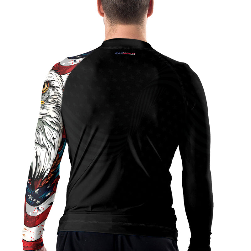 Rashninja Patriotic Eagle Stars Men's Long Sleeve Rash Guard