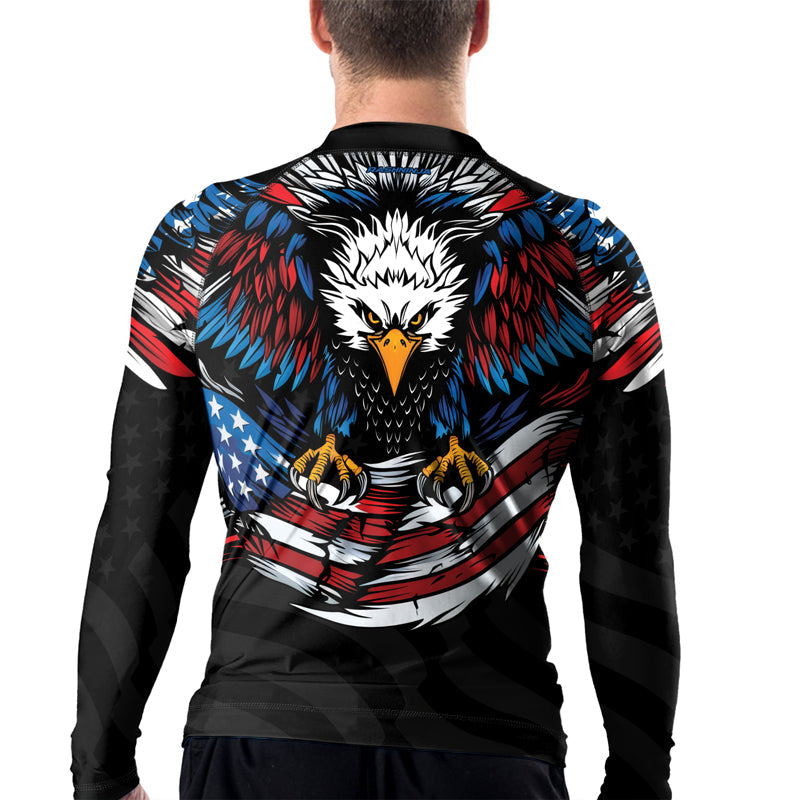 Rashninja Patriotic Eagle Flag Men's Long Sleeve Rash Guard