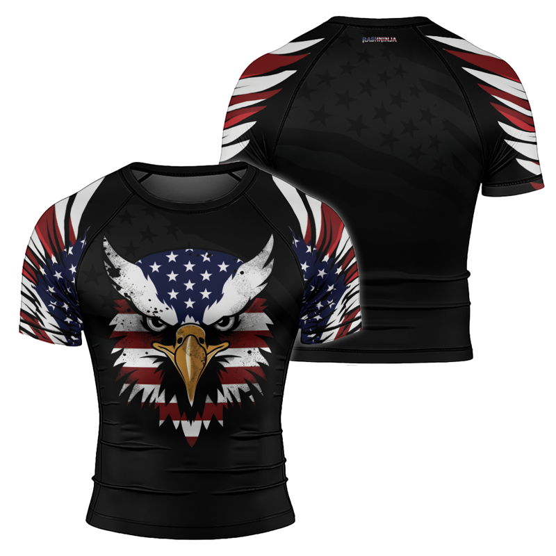 Rashninja American Eagle Head Men's Short Sleeve Rash Guard