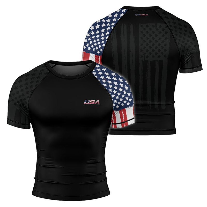 Rashninja American Flag Men's Short Sleeve Rash Guard