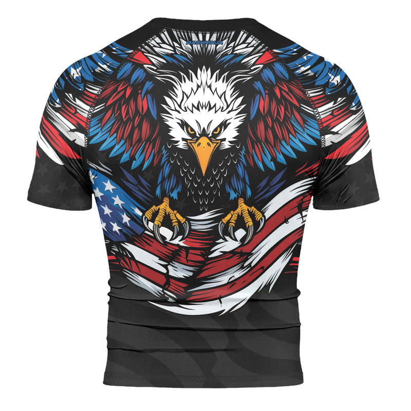 Rashninja Patriotic Eagle Flag Men's Short Sleeve Rash Guard