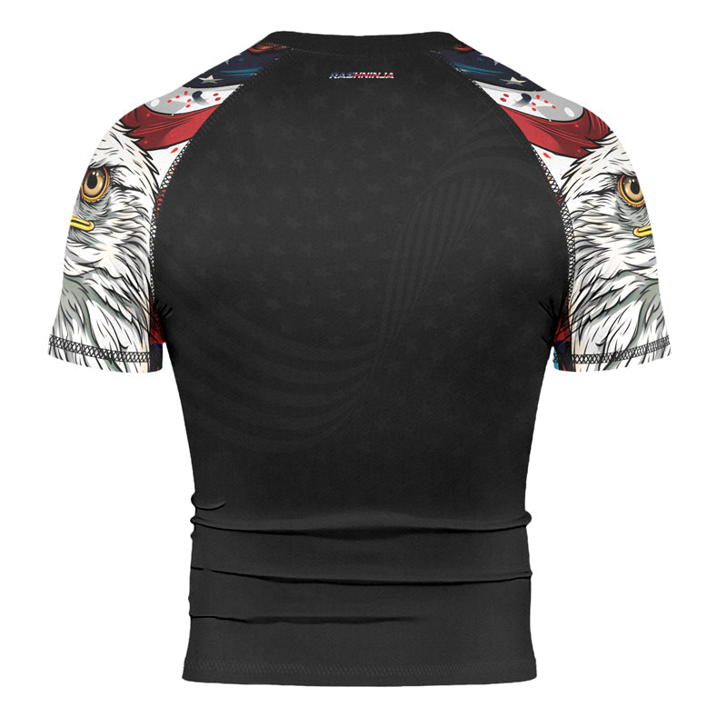 Rashninja Patriotic Eagle Stars Men's Short Sleeve Rash Guard