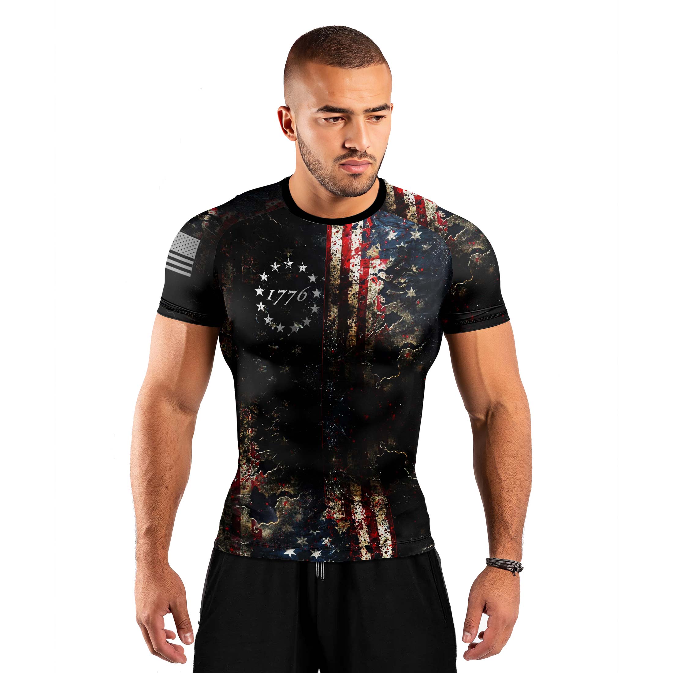 United States 1776 Men's Short Sleeve Rash Guard