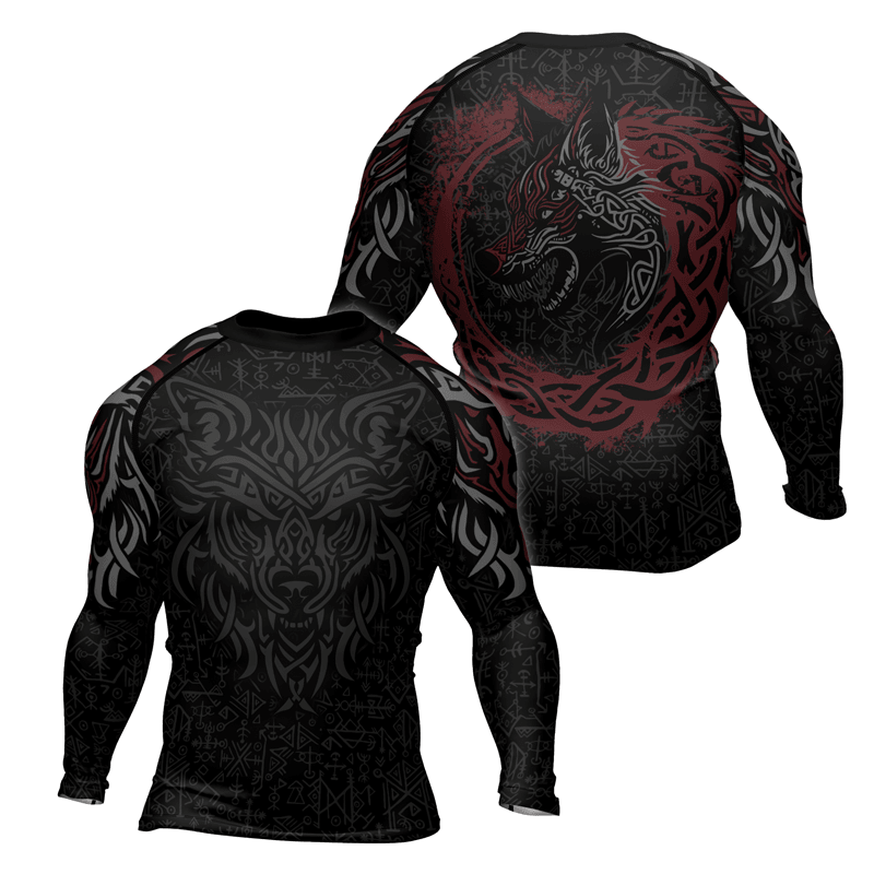 Rashninja Shadows Fenrir Wolf Men's Long Sleeve Rash Guard