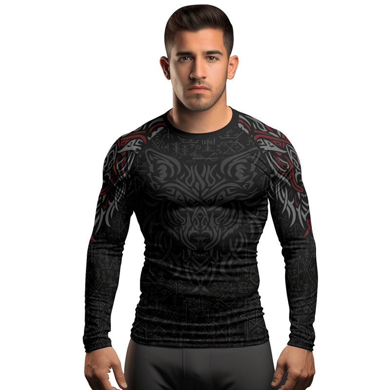 Rashninja Shadows Fenrir Wolf Men's Long Sleeve Rash Guard