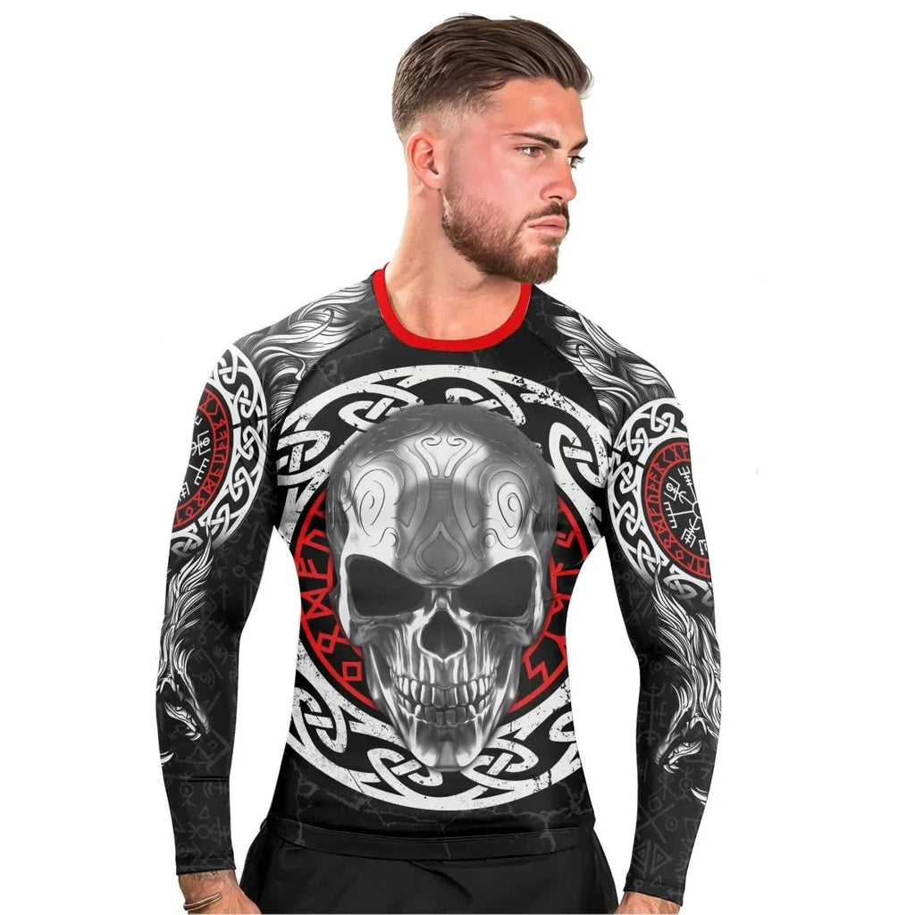 Vegvisir Skull Men's Long Sleeve Rash Guard
