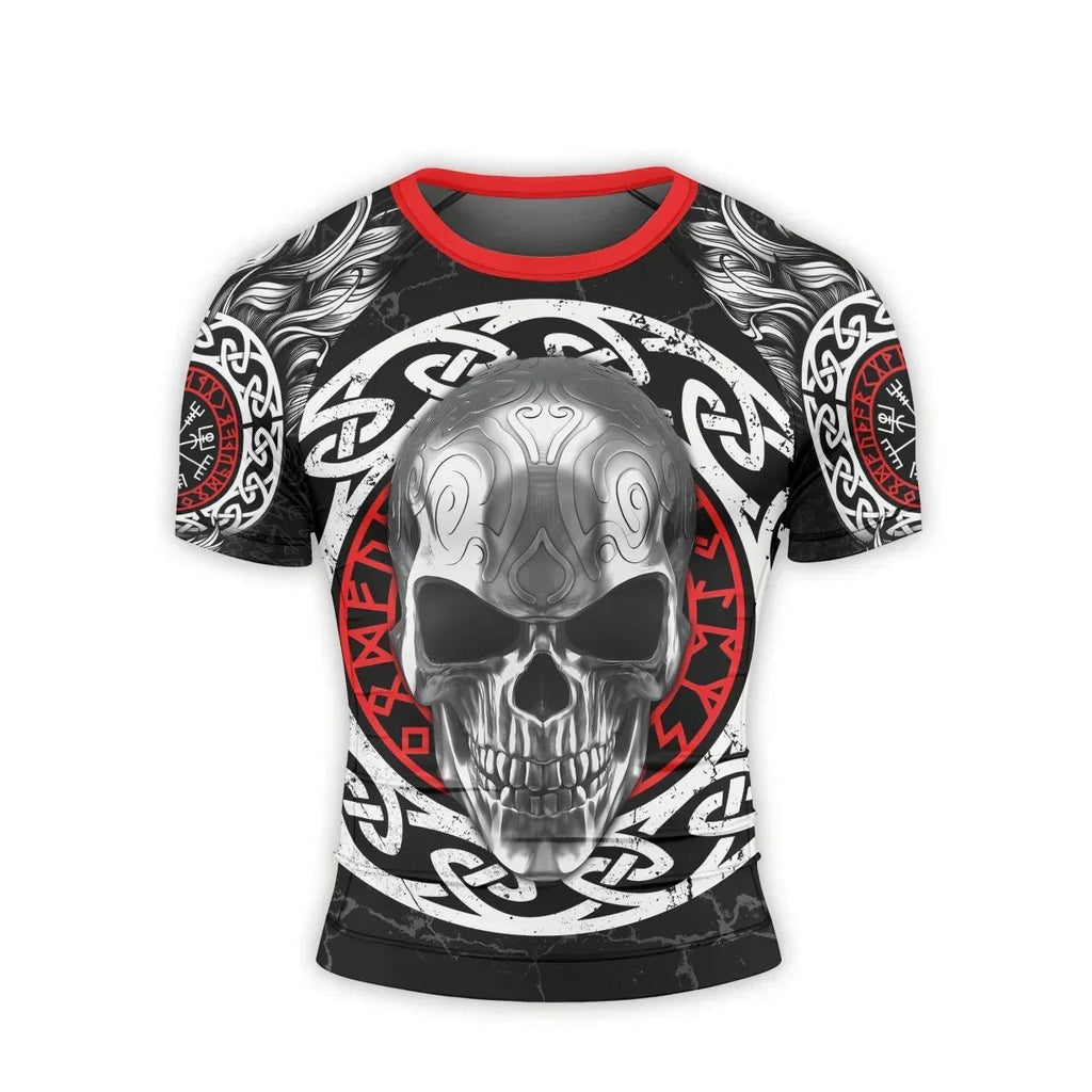 Vegvisir Skull Men's Short Sleeve Rash Guard