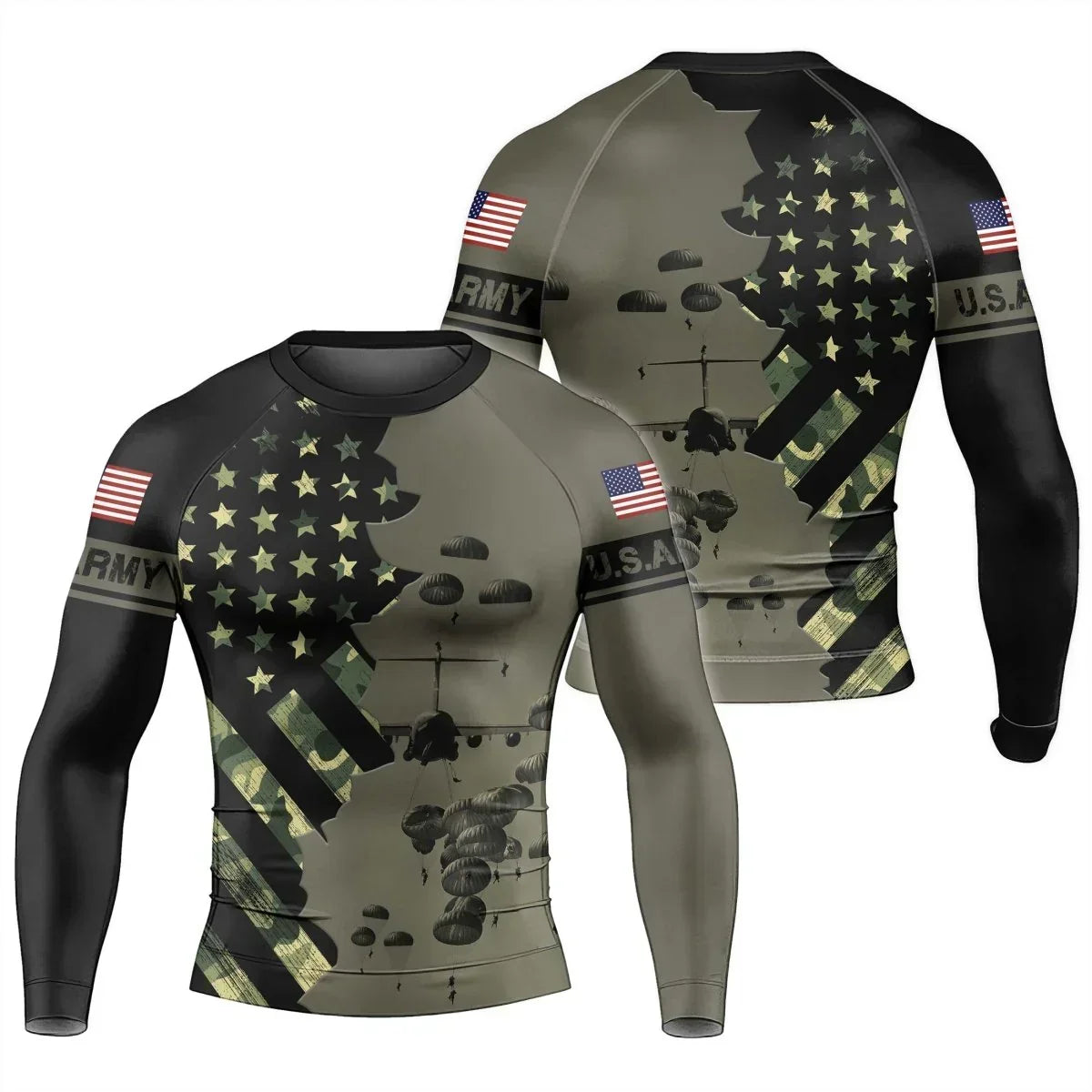 Veteran Military Parachutist Men's Long Sleeve Rash Guard