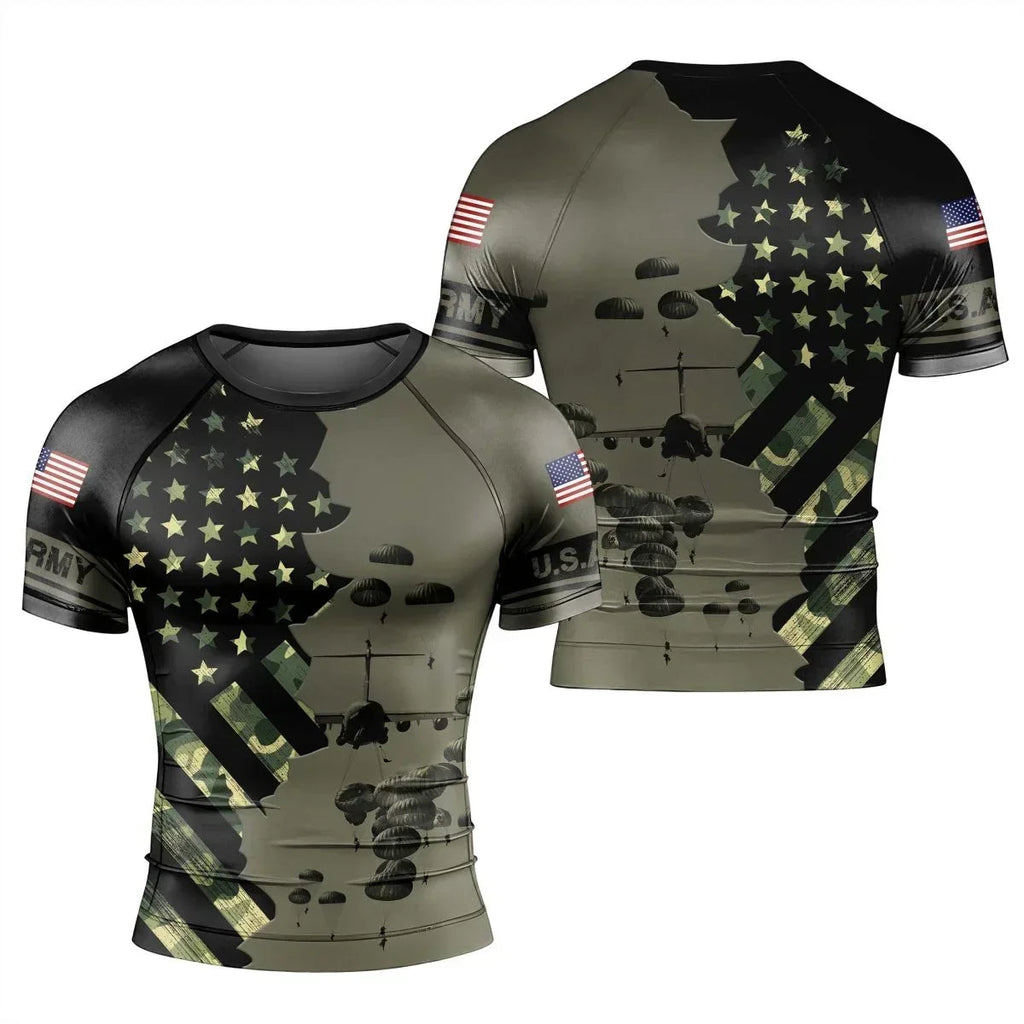 Veteran Military Parachutist Men's Short Sleeve Rash Guard