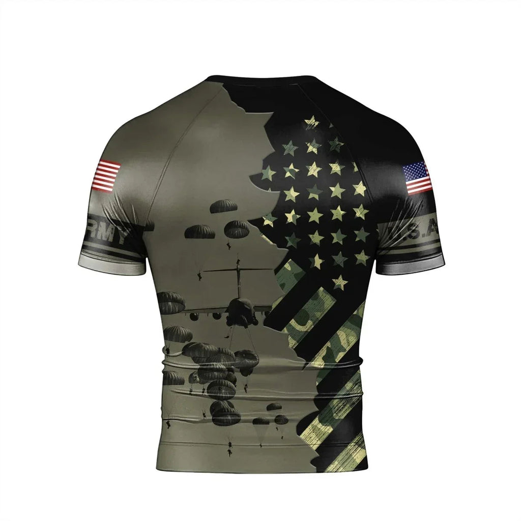Veteran Military Parachutist Men's Short Sleeve Rash Guard