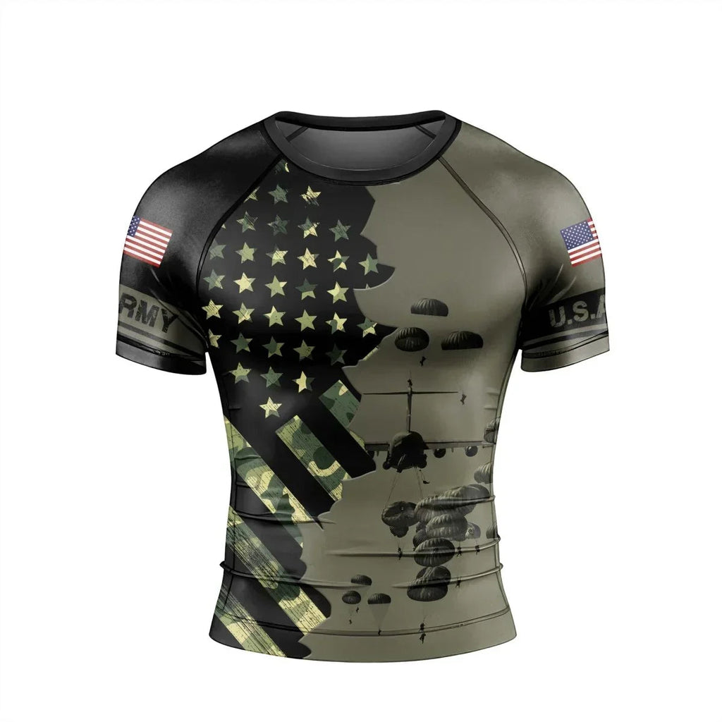 Veteran Military Parachutist Men's Short Sleeve Rash Guard
