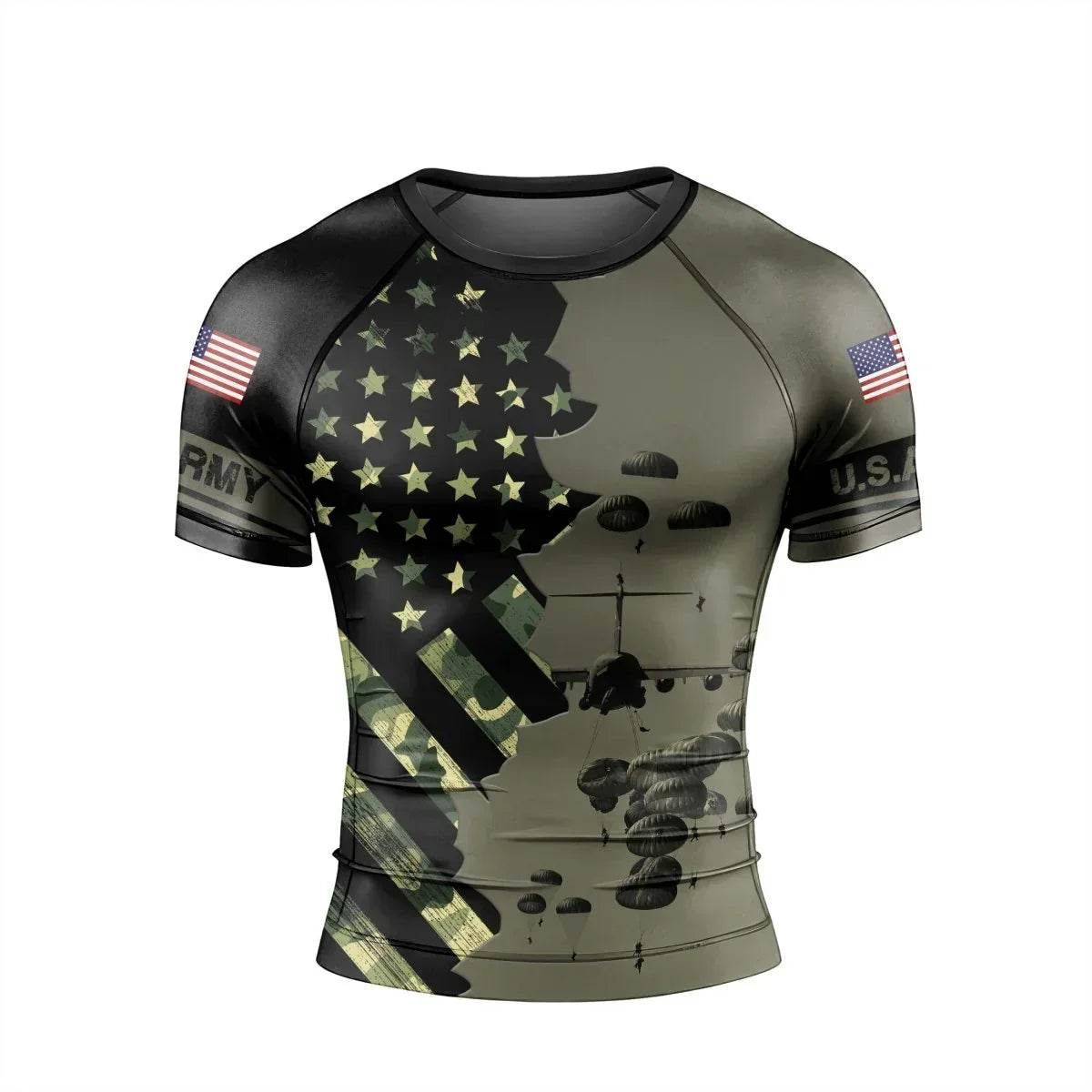 Veteran Military Parachutist Men's Short Sleeve Rash Guard