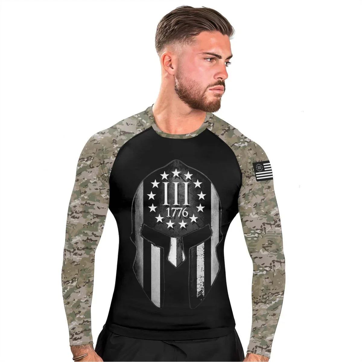 Veteran Spartan Soldier Men's Long Sleeve Rash Guard
