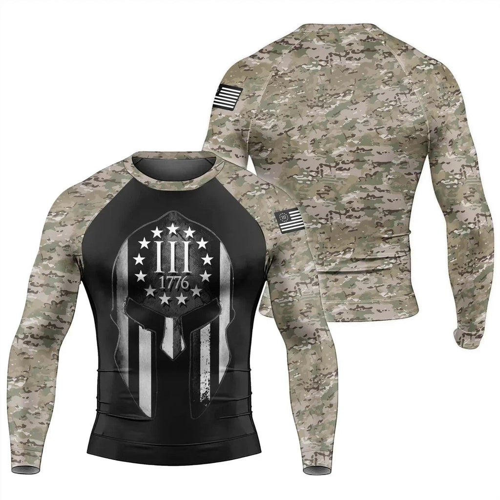 Veteran Spartan Soldier Men's Long Sleeve Rash Guard