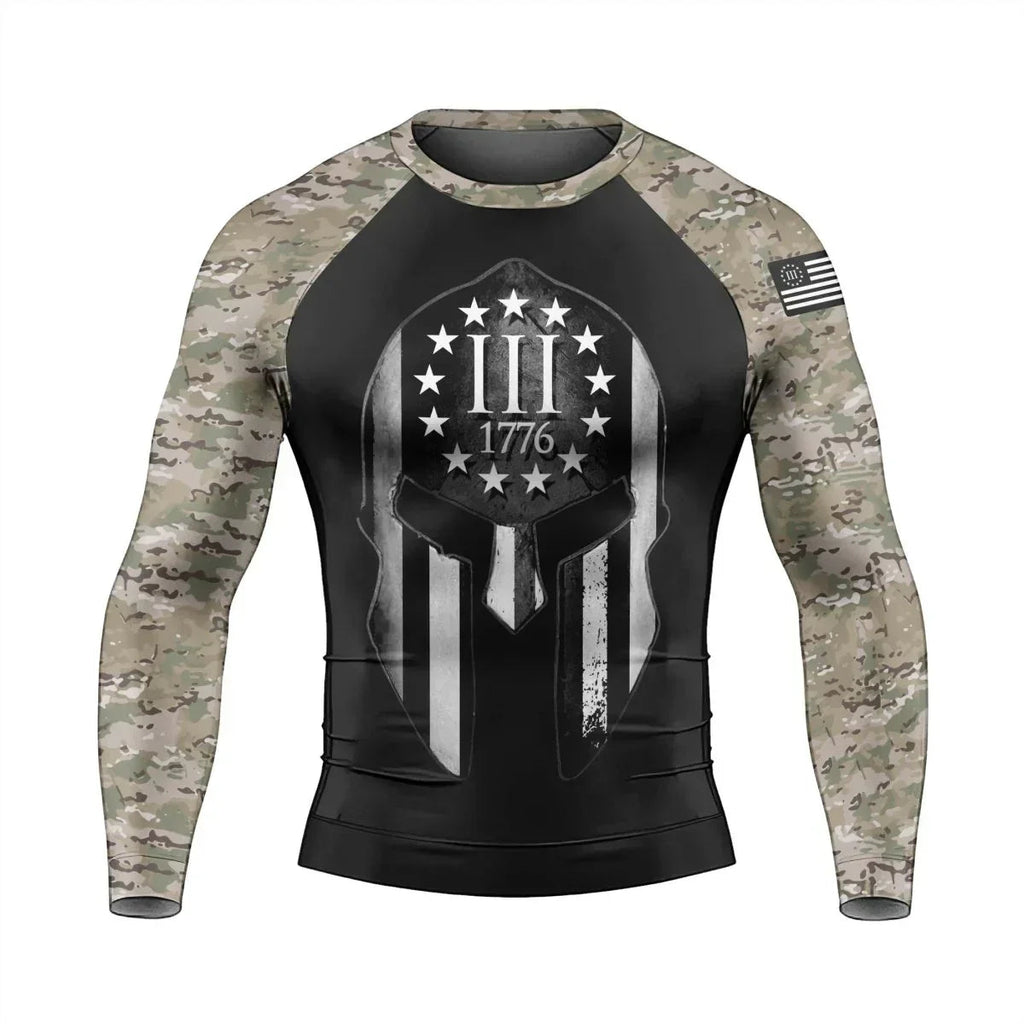 Veteran Spartan Soldier Men's Long Sleeve Rash Guard