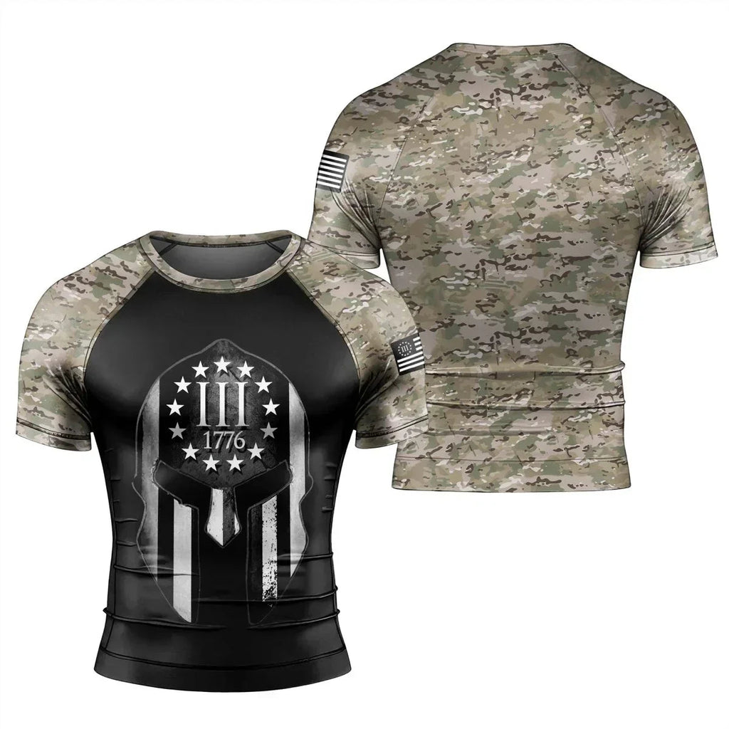Veteran Spartan Soldier Men's Short Sleeve Rash Guard