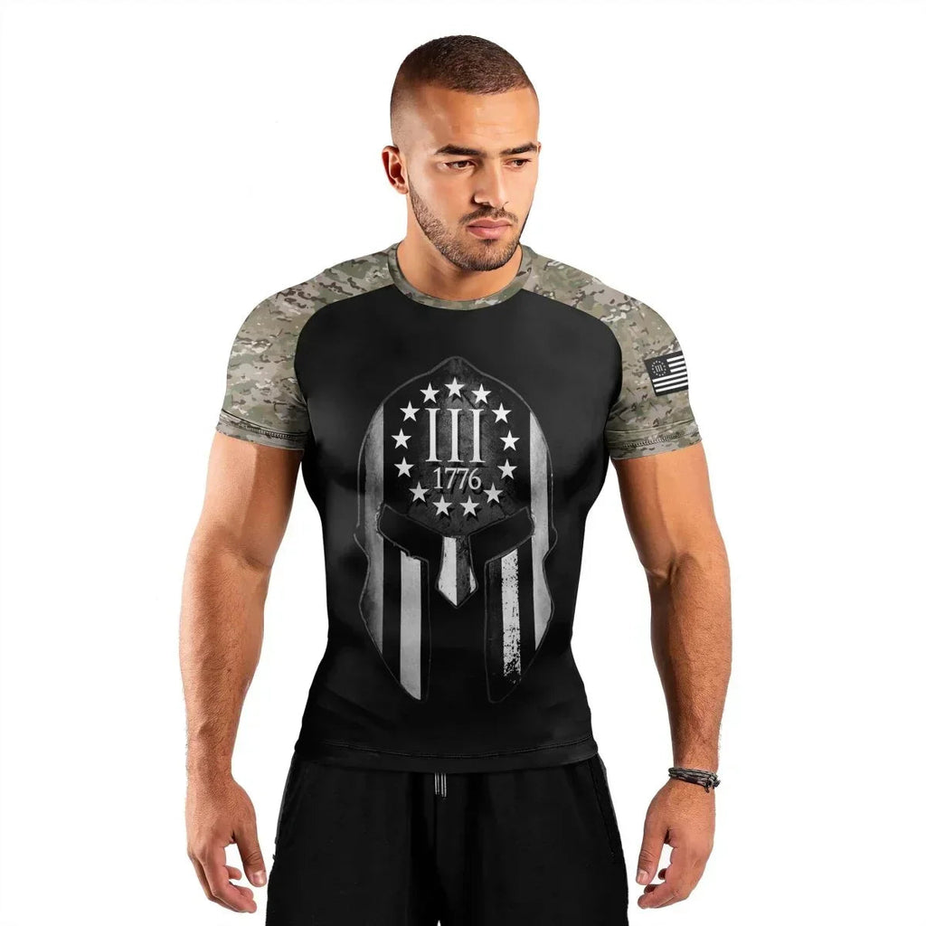 Veteran Spartan Soldier Men's Short Sleeve Rash Guard
