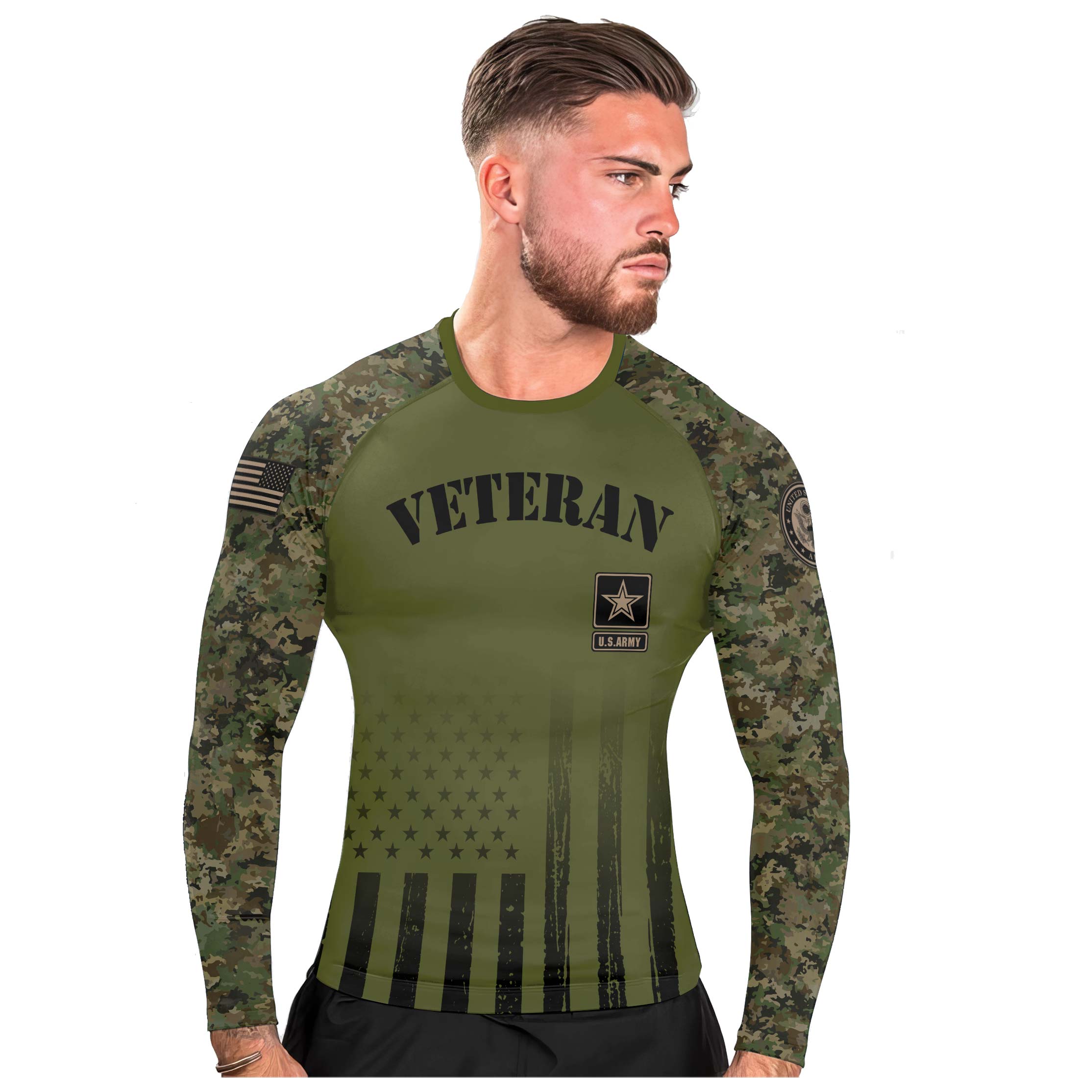 Veteran US Army Men's Long Sleeve Rash Guard