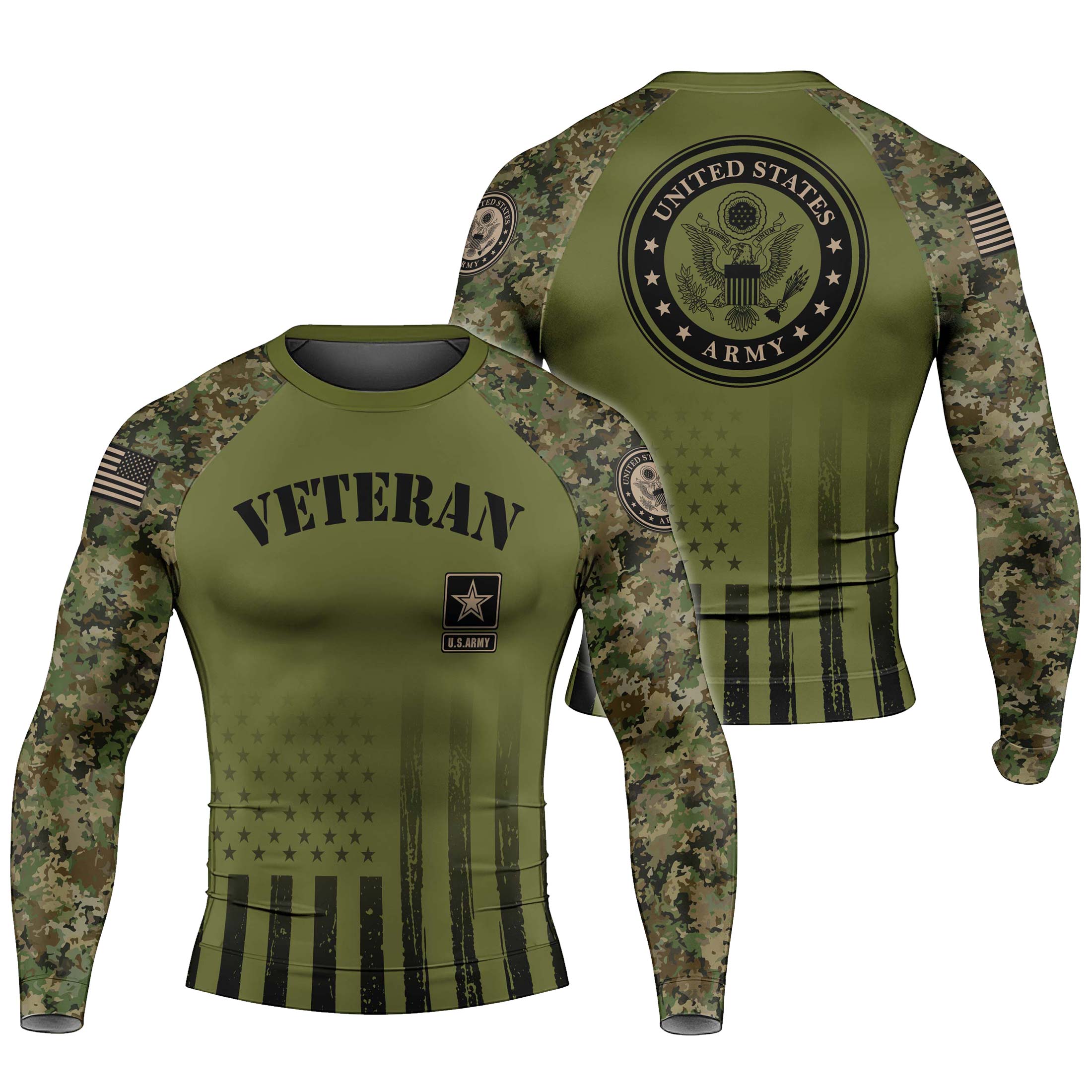 Veteran US Army Men's Long Sleeve Rash Guard
