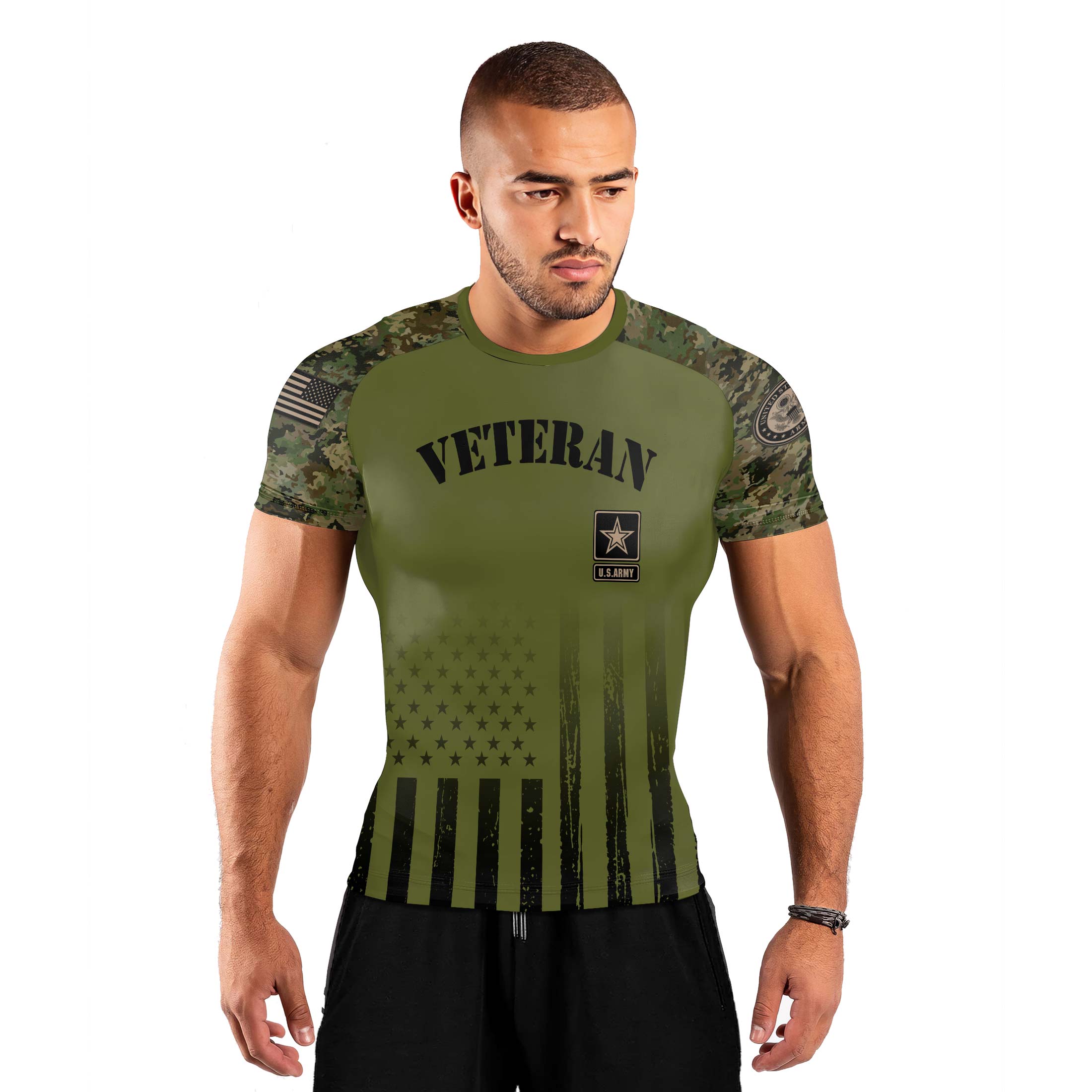 Veteran US Army Men's Short Sleeve Rash Guard