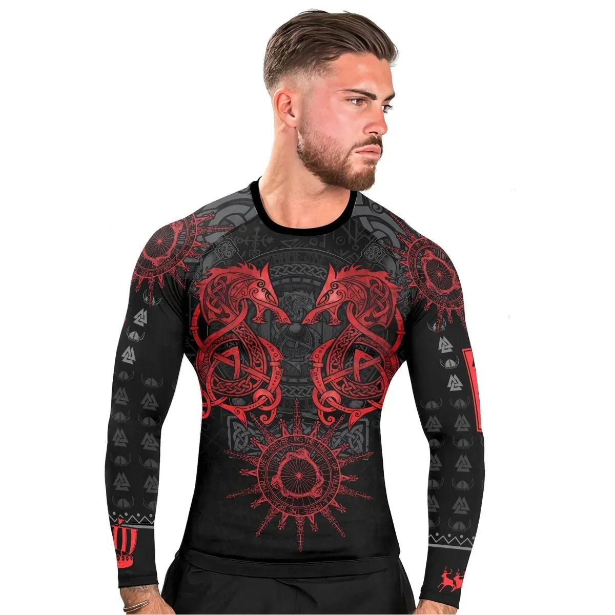 Viking Red Dragon Men's Long Sleeve Rash Guard
