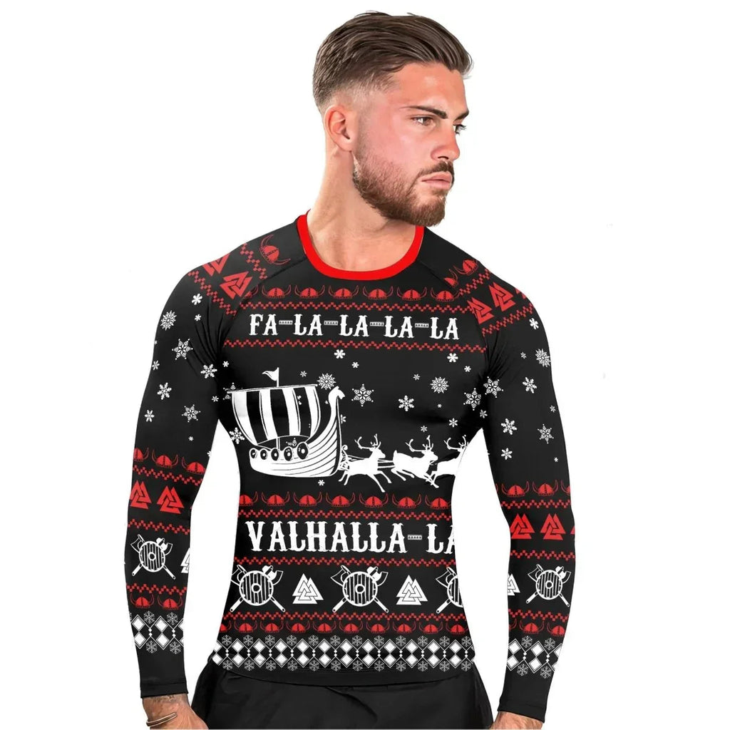 Viking Santa's Sleigh Men's Long Sleeve Rash Guard