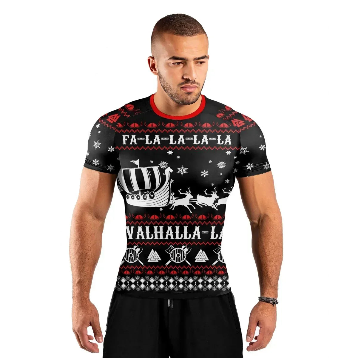 Viking Santa's Sleigh Men's Short Sleeve Rash Guard