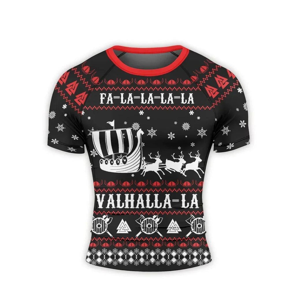 Viking Santa's Sleigh Men's Short Sleeve Rash Guard