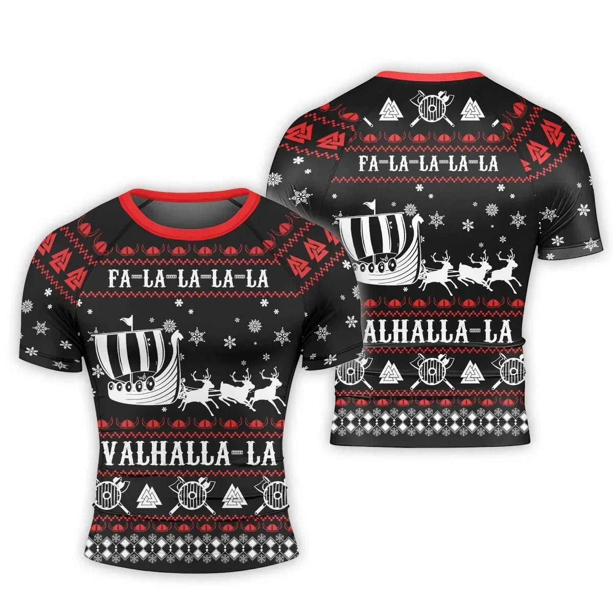 Viking Santa's Sleigh Men's Short Sleeve Rash Guard