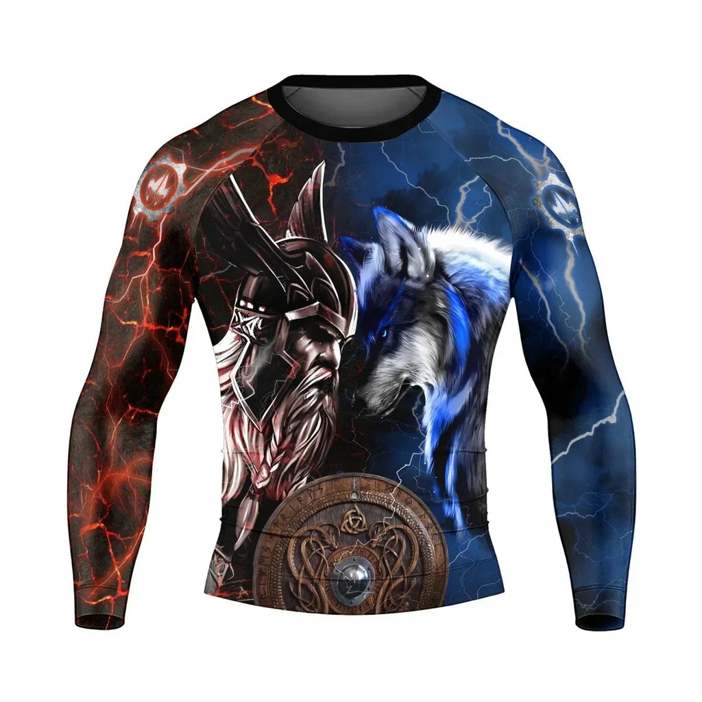 Viking Versus Wolf Men's Long Sleeve Rash Guard