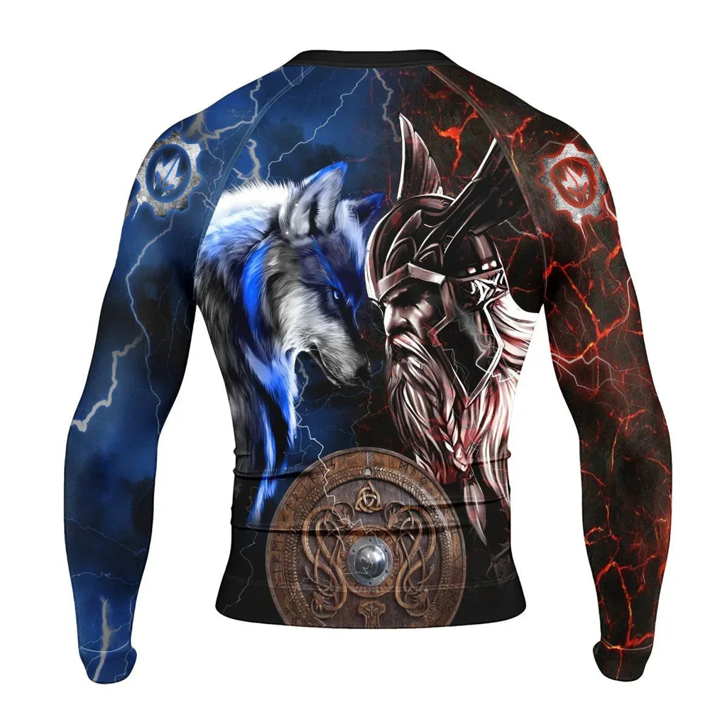 Viking Versus Wolf Men's Long Sleeve Rash Guard