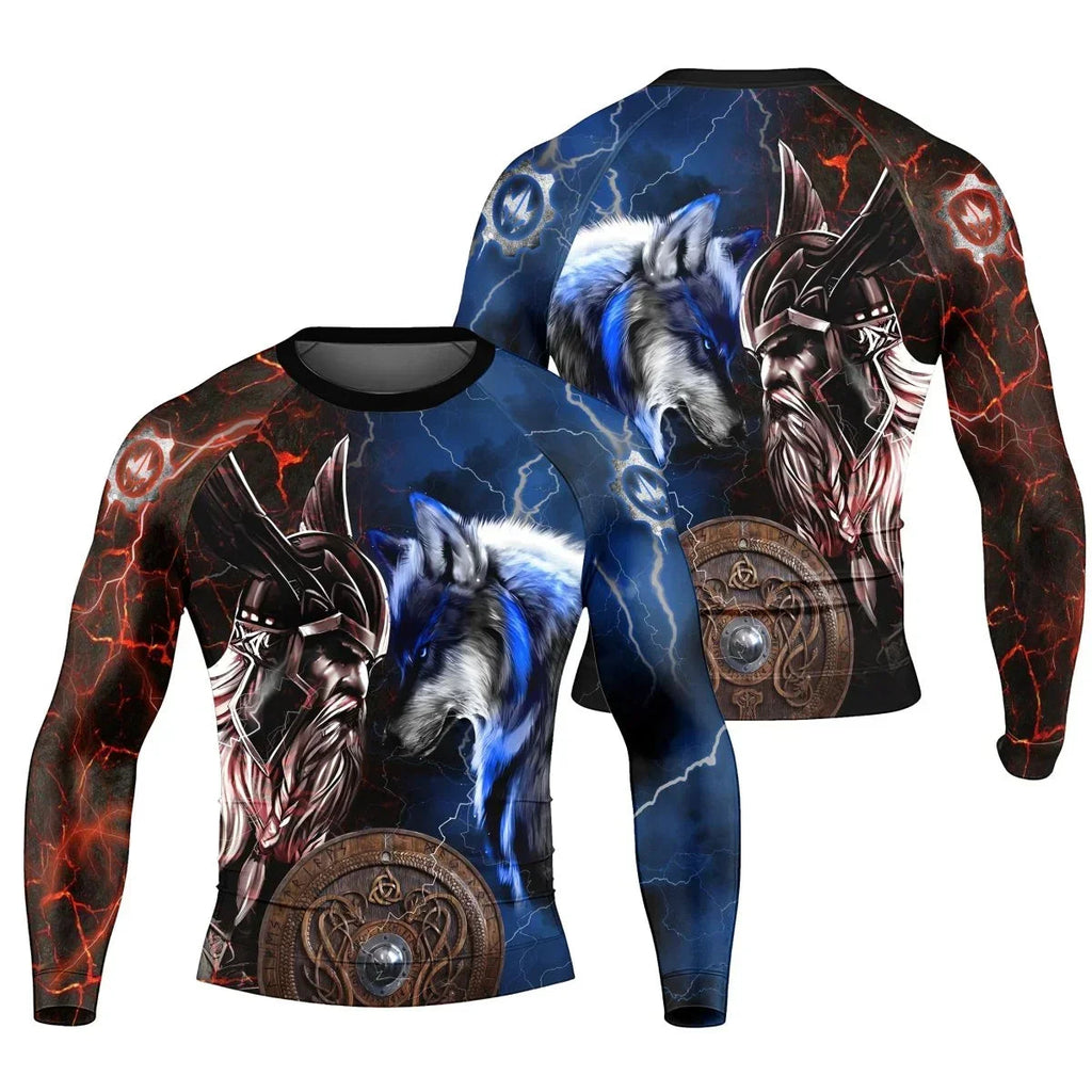 Viking Versus Wolf Men's Long Sleeve Rash Guard