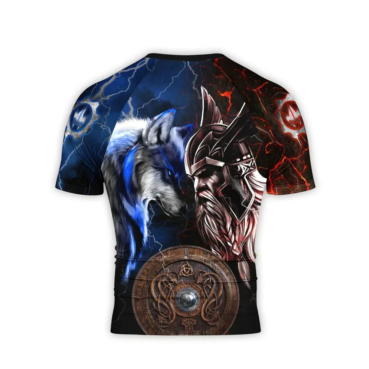 Viking Versus Wolf Men's Short Sleeve Rash Guard