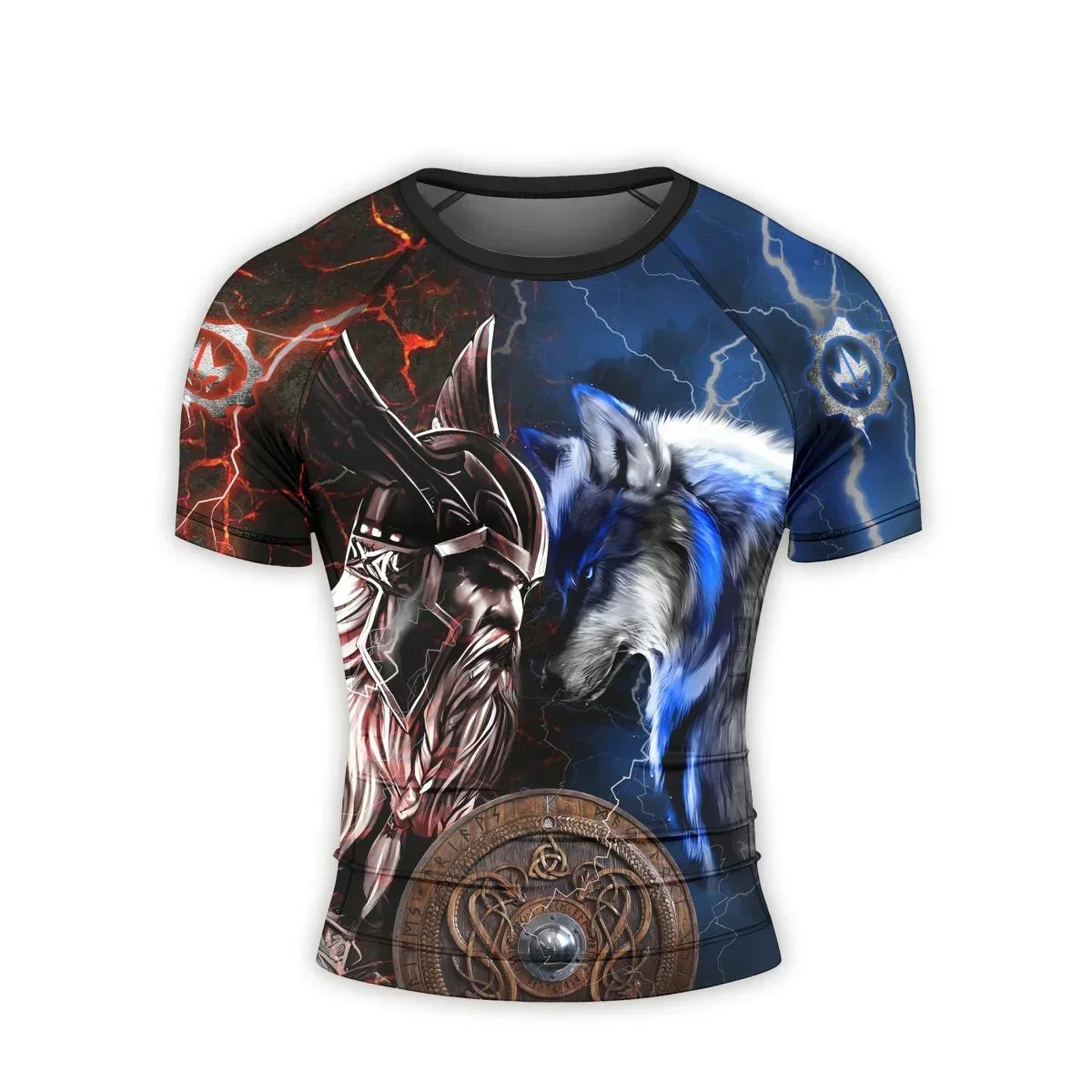 Viking Versus Wolf Men's Short Sleeve Rash Guard