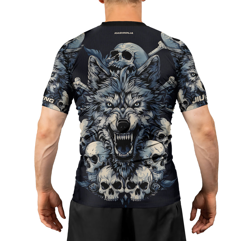 Rashninja Wolf Midnight Roar Men's Short Sleeve Rash Guard