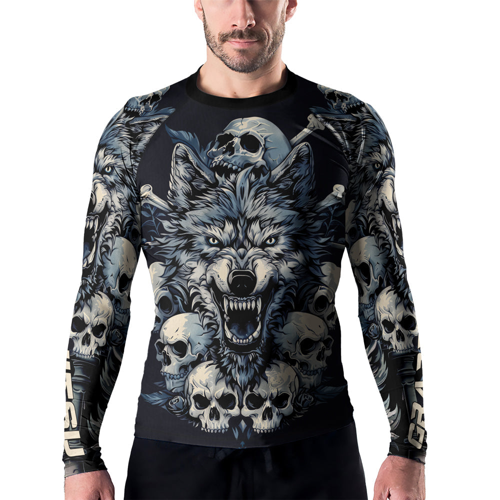 Rashninja Wolf Midnight Roar Men's Long Sleeve Rash Guard