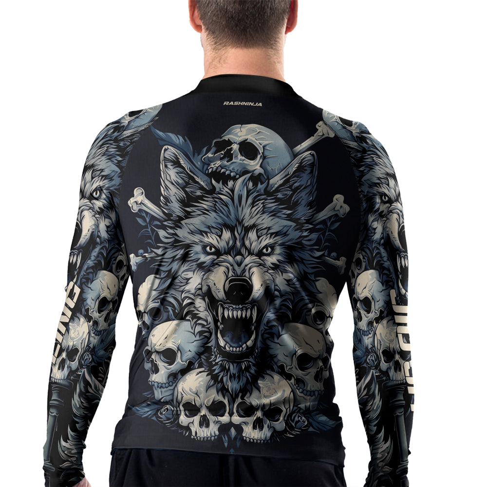 Rashninja Wolf Midnight Roar Men's Long Sleeve Rash Guard