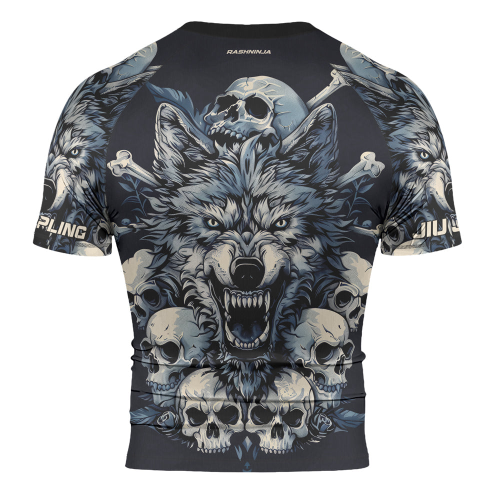 Rashninja Wolf Midnight Roar Men's Short Sleeve Rash Guard