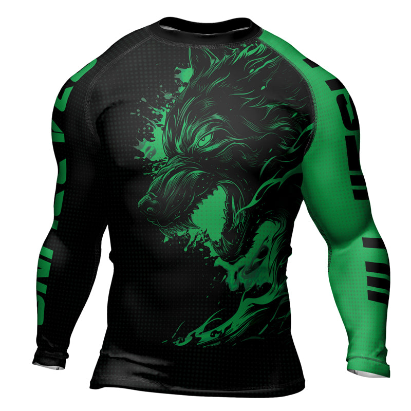 Rashninja Snarling Wolf Men's Long Sleeve Rash Guard