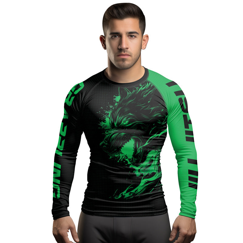 Rashninja Snarling Wolf Men's Long Sleeve Rash Guard