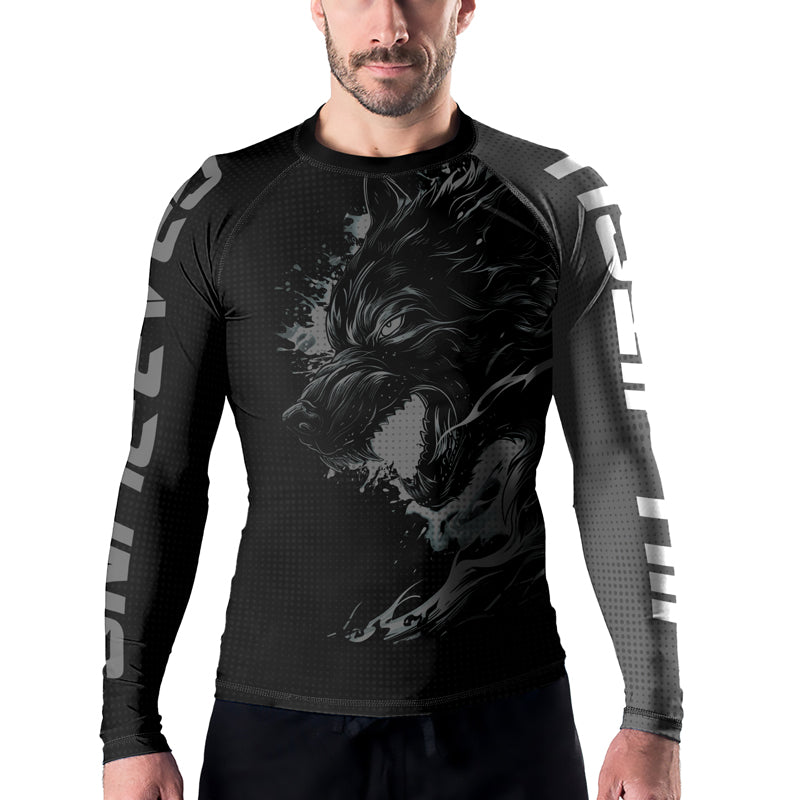 Rashninja Snarling Wolf Men's Long Sleeve Rash Guard