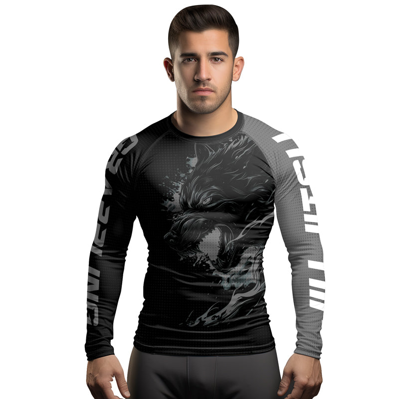 Rashninja Snarling Wolf Men's Long Sleeve Rash Guard