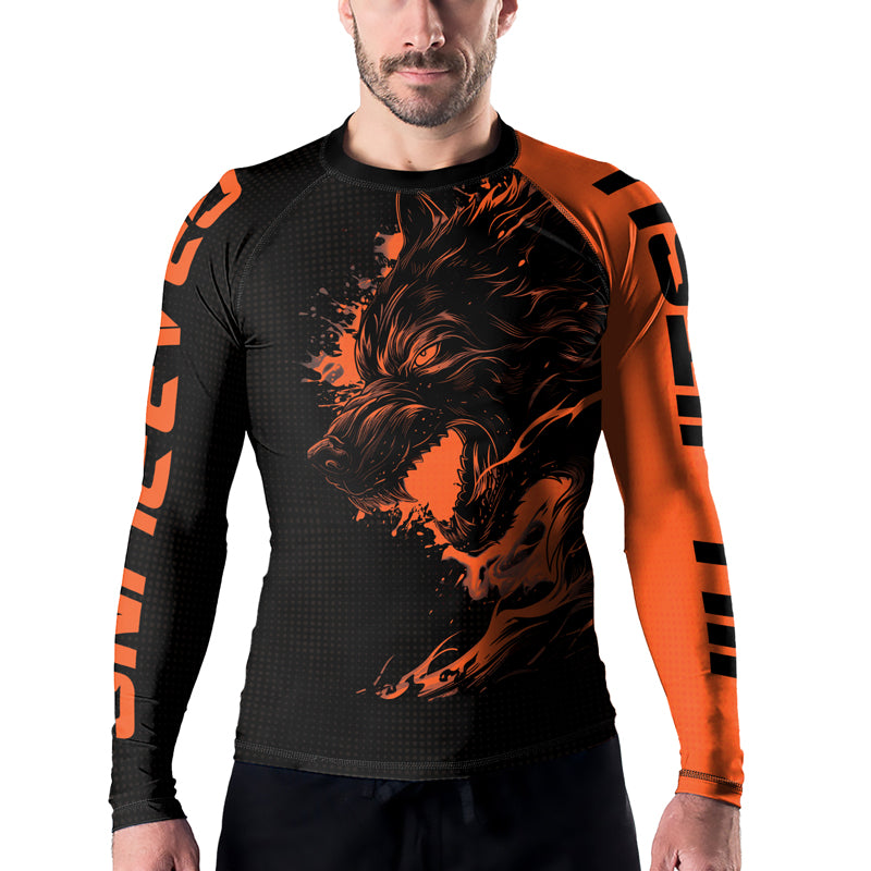 Rashninja Snarling Wolf Men's Long Sleeve Rash Guard